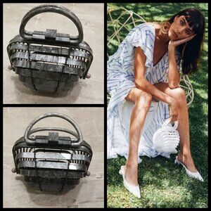 💕CULT GAIA💕 Lillith Bag ~ Acrylic Mini Top Handle Bag Collapsible Gray Marble